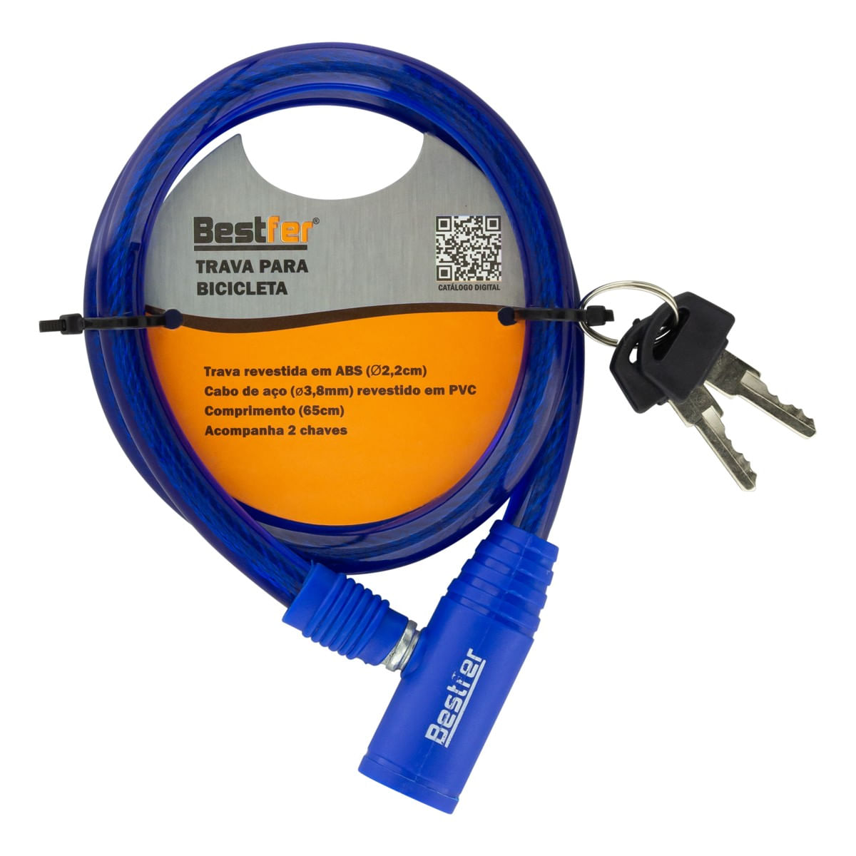 CadeadoparaBicicletaAzulBestfer38mm65cmFrontal2