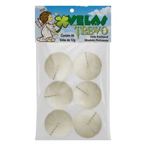 Vela Flutuante Branca Trevo 12g 6 unidades