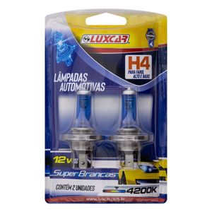 Lâmpada Automotiva H4 Super Brancas Luxcar 12V 2 unidades