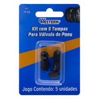 Tampa Plástica para Válvula de Pneu Western Preta 5 unidades