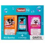 Kit-Banho-Shampoo-500ml---Colonia-Filhotes-120ml-Sanol---Condicionador-500mlFrontal1