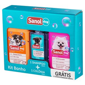 Kit Banho Shampoo 500ml + Colônia Filhotes 120ml Sanol + Condicionador 500ml