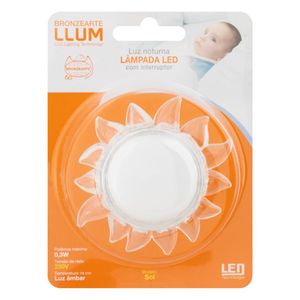 Luminária Led Noturna Sol Bronzearte Llum 0,3W Luz Âmbar 220V