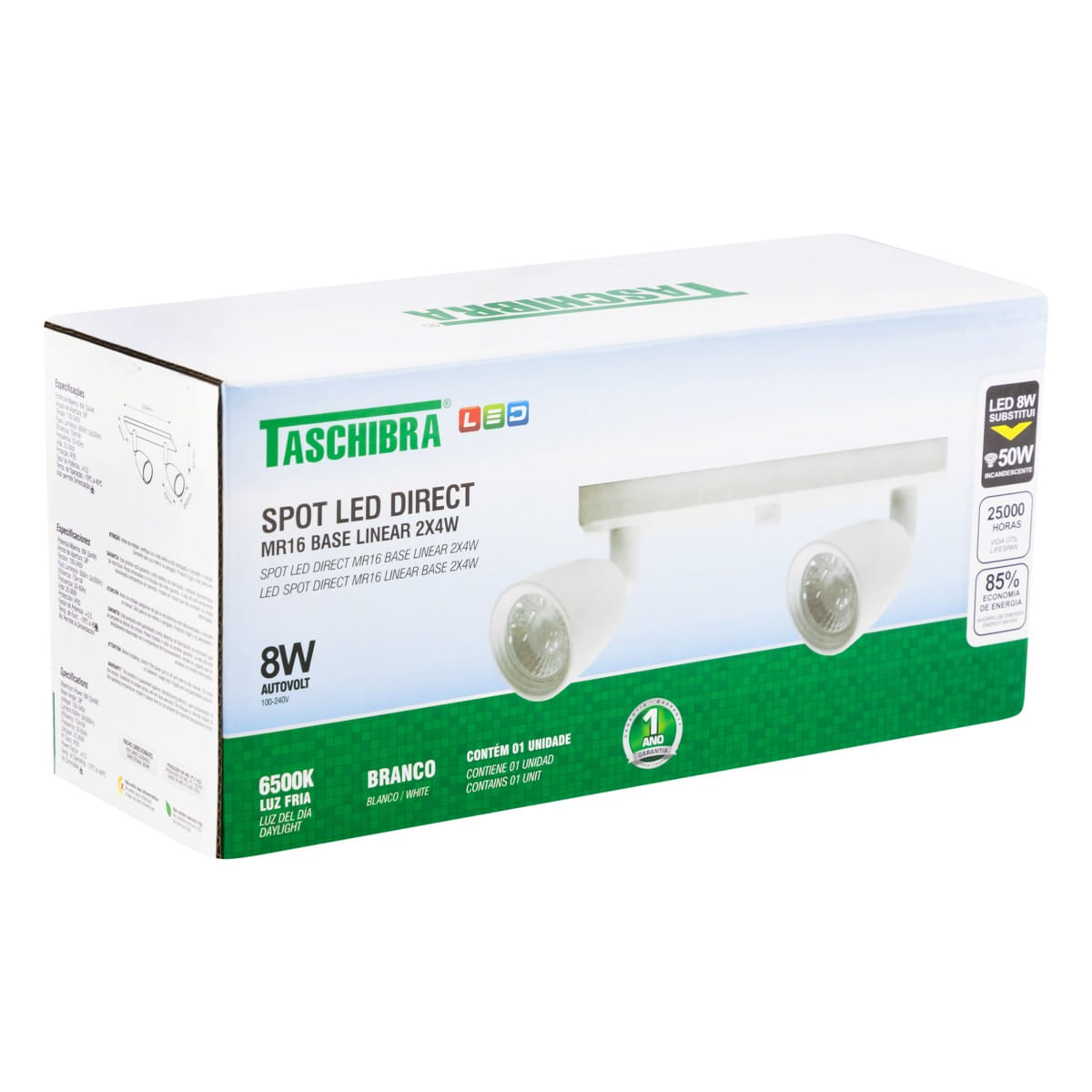 SpotdeLedBrancoTaschibra8W6500KAutovoltAngularEsquerda3