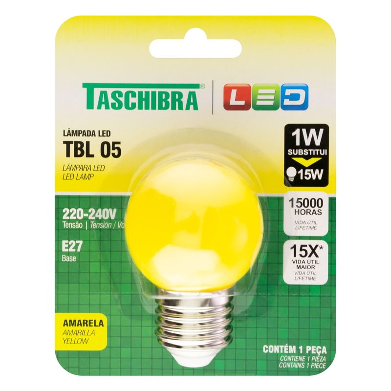 Lampada-Led-Bolinha-Amarela-Taschibra-1W-220VFrontal2