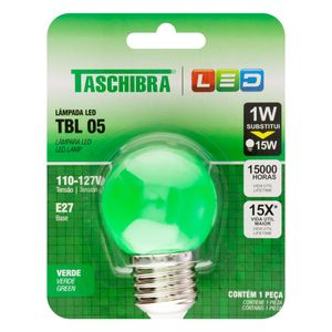 Lâmpada Led Bolinha Verde Taschibra 1W