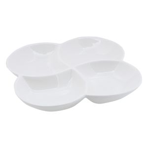 Petisqueira de Porcelana com 4 Divisões Bon Gourmet 21cm x 21cm