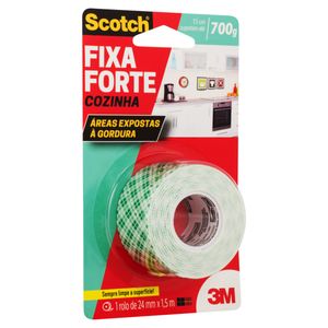 Fita Dupla Face Cozinha 3M Scotch Fixa Forte 24mm x 1,5m