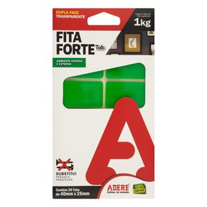 Fita Dupla Face Transparente Adere 20 unidade 40mm x 25mm