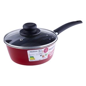 Panela em Alumínio Antiaderente Vermelha Multiflon Essencial 1,6l 18cm