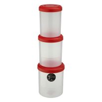 Conjunto Pote Plástico com Tampa Crippa Vermelha 3 unidades