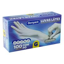 Luva de Látex com Pó Bompack Grande 100 unidades