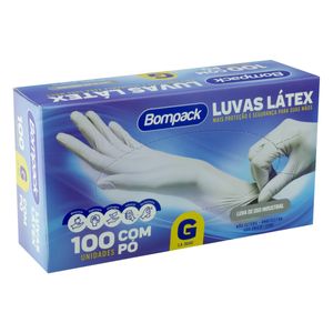 Luva de Látex com Pó Bompack Grande 100 unidades