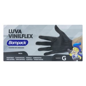 Luva Viniflex Preta Bompack 100 unidades