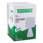 Abajur-Ceramico-Branco-Taschibra-Pottery-25cmEmbalagemAngularEsquerda3