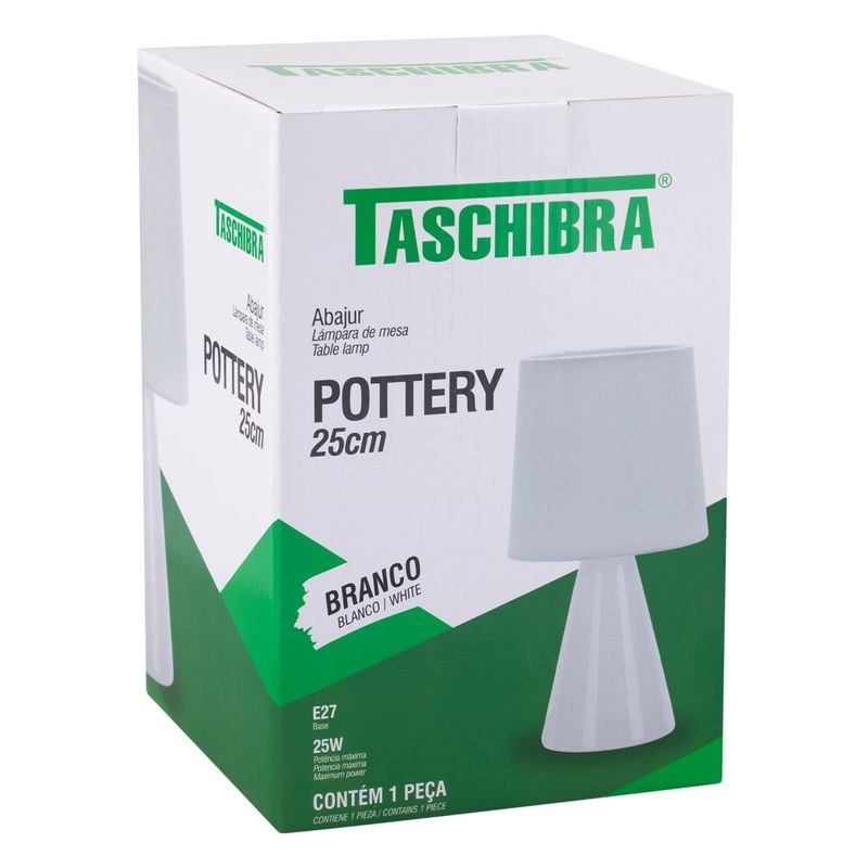 Abajur-Ceramico-Branco-Taschibra-Pottery-25cmEmbalagemAngularEsquerda3