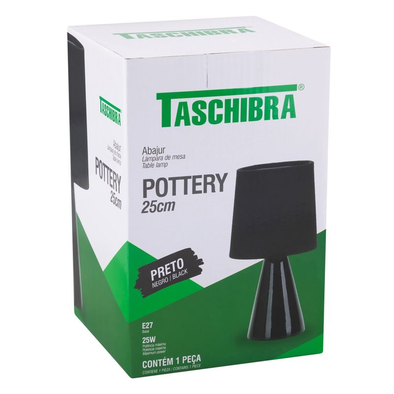 Abajur-Ceramico-Preto-Taschibra-Pottery-25cmEmbalagemAngularEsquerda3