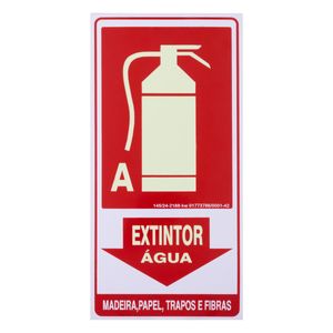 Placa de Sinalização Fotoluminescente Extintor Água Imports 15cm x 30cm