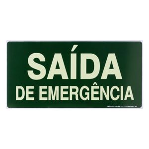 Placa de Sinalização Fotoluminescente Saída de Emergência Ja Placas 15cm x 30cm