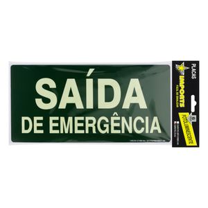 Placa de Sinalização Fotoluminescente Saída de Emergência Ja Placas 15cm x 30cm