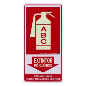 Placa de Sinalização Fotoluminescente Extintor ABC Pó Químico Imports 15cm x 30cm