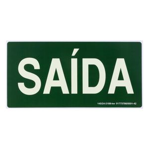 Placa de Sinalização Fotoluminescente Saída Ja Placas 15cm x 30cm