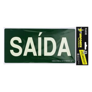 Placa de Sinalização Fotoluminescente Saída Ja Placas 15cm x 30cm