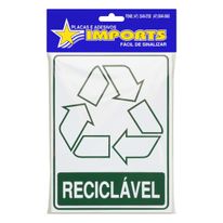 Placa de Sinalização Lixo Reciclável Imports