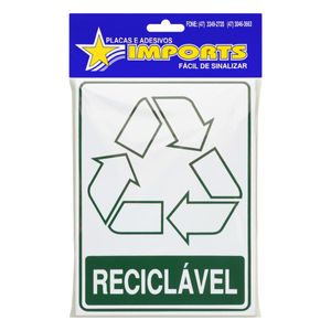 Placa de Sinalização Lixo Reciclável Imports