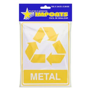 Placa de Sinalização Lixo Reciclável Metal Imports