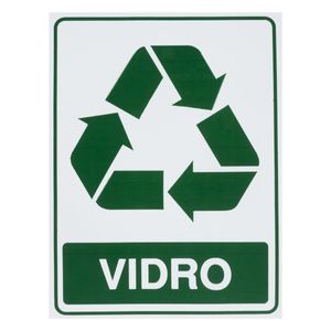 Placa de Sinalização Lixo Reciclável Vidro Imports