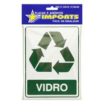 Placa de Sinalização Lixo Reciclável Vidro Imports