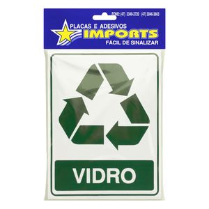 Placa de Sinalização Lixo Reciclável Vidro Imports