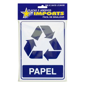 Placa de Sinalização Lixo Reciclável Papel Imports