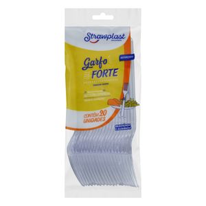 Garfo Descartável Cristal Forte Strawplast 20 unidades