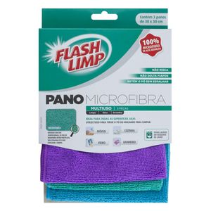 Pano Microfibra Multiuso Flash Limp 3 peças