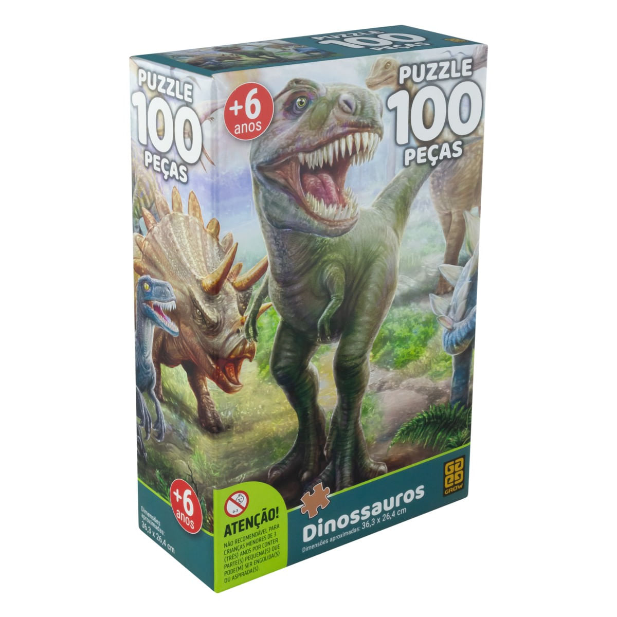 Quebra-Cabeça - Dinossauros - 100 Peças - Grow