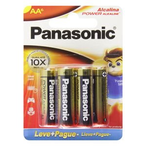 Pilha Alcalina AA Panasonic 1,5V Leve 6 Pague 4