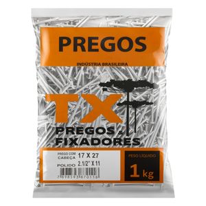 Prego Polido com Cabeça Tx Pregos 17 x 27 1kg