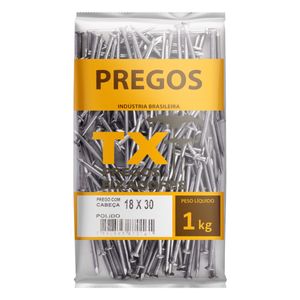 Prego Polido com Cabeça Tx Pregos 18 x 30 1kg