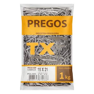 Prego Polido sem Cabeça Tx Pregos 15 x 21 1kg