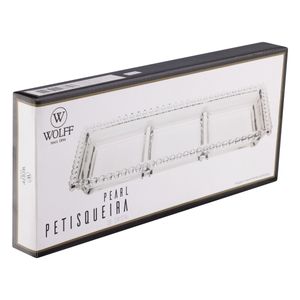 Petisqueira de Cristal Retangular com 3 Divisões Pearl Wolff 30cm x 13cm