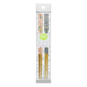 Conjunto de Hashi de Bambu Ikinci Flores 22,5cm 4 peças