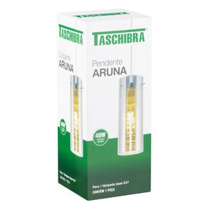 Pendente de Vidro e Aço Aruna Taschibra 1xE27