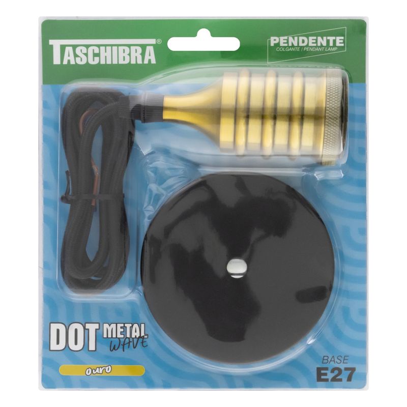 Pendente-Dot-Metal-Wave-Ouro-Taschibra-1xE27Frontal2