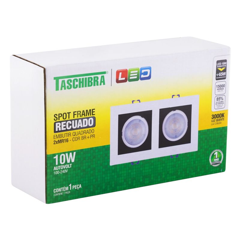 Spot-Led-de-Embutir-Recuado-Quadrado-Branco-Taschibra-10W-3000K-AutovoltAngularEsquerda3