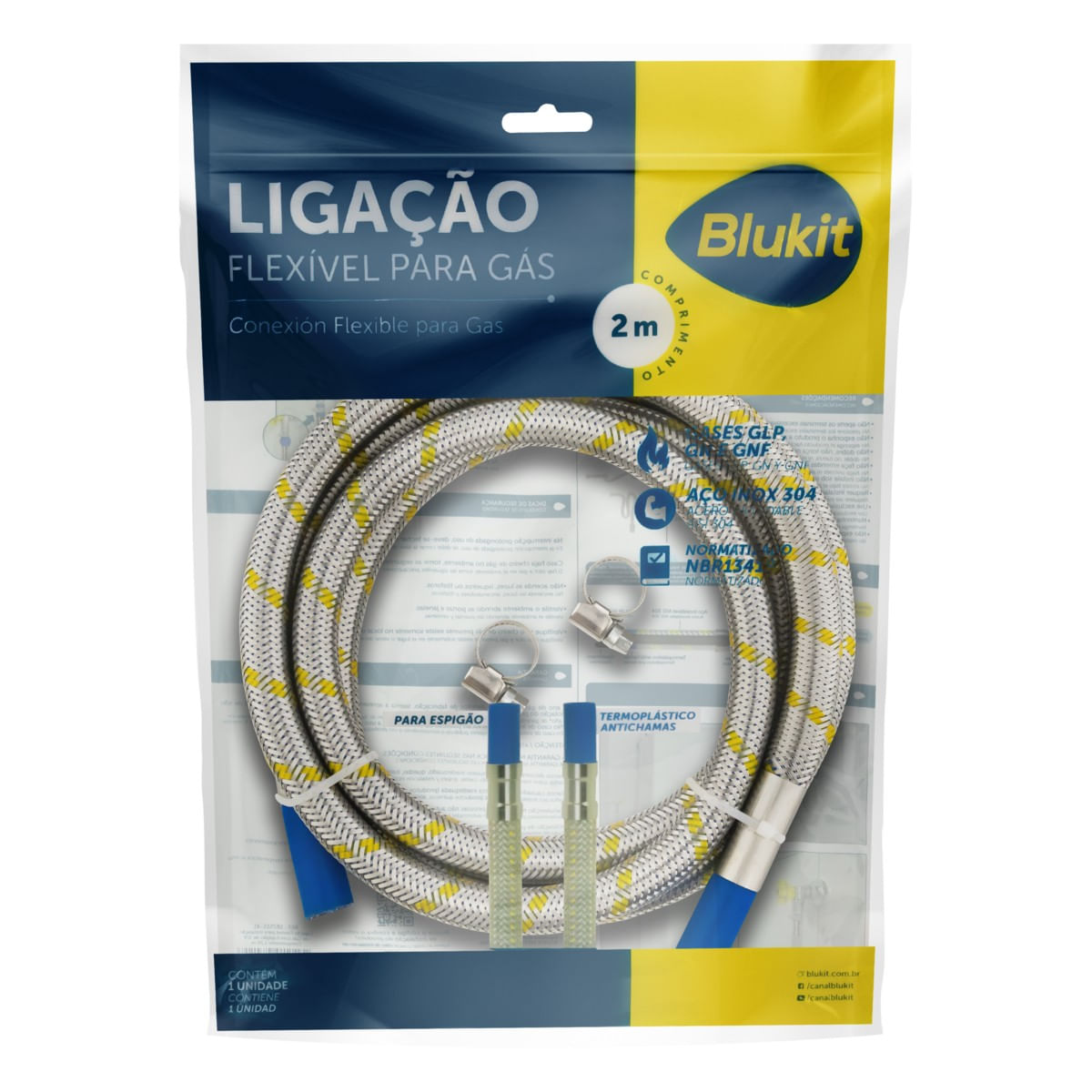 LigaãoFlexívelparaGásBlukit3/8``2mFrontal2