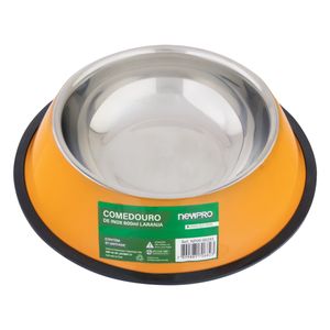 Comedouro em Inox Laranja Newpro 600ml