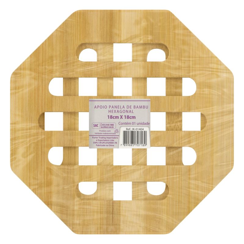 Apoio-de-Panela-Bambu-Hexagonal-Ikinci-18cm-x-18cmFrontal2