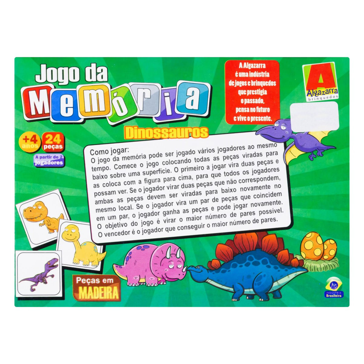 Jogo Memória Dinossauros 24 pçs